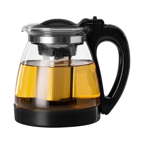 Tetera de cristal: tetera WEGREAT de 2 L con colador, tetera de cristal con colador, resistente al calor, fácil limpieza, adecuada para preparar té, té de flores, té de hierbas y bolsas de té