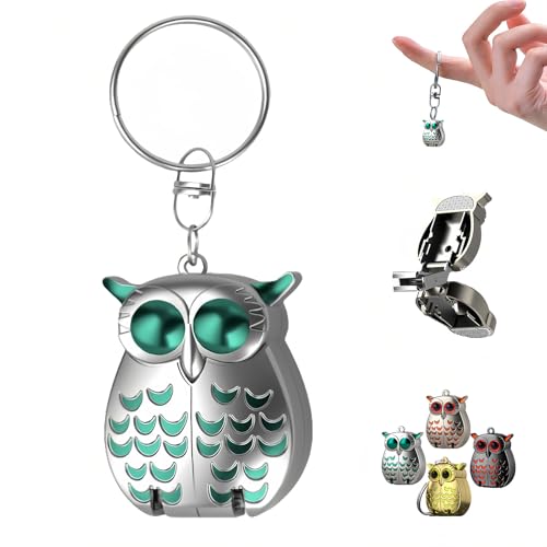 Owl Keychain Nail Clippers Stainless Steel Foldable Mini Nail Clippers 2 in 1 Ultra Sharp Collapsible Owl Nail Clipper with Nail File Travel Size Nail Care Gifts (Silver)