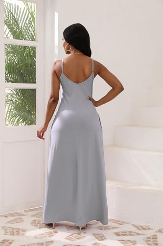 Image of vunahzma Womens Casual Fashion Sleeveless Plus Size Loose Long Sexy Maxi Dress with Pockets