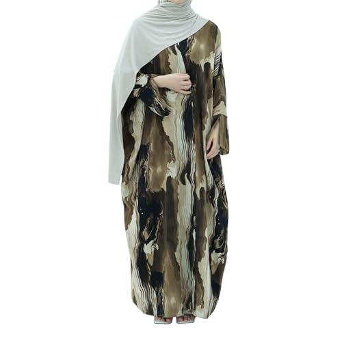 Image of Muslim Prayer Cardigan Tie-dye Printed Abaya Maxi Robe for Women | Tie-dye, Open front, Satin Fabric