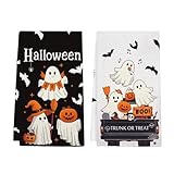 tgruihm Halloween Kitchen Towels - Funny Scary Ghost Pumpkin Halloween Dish Hand Towels for Bathroom Kitchen Drying Decor Home Party Quick Dry Towel 16.92x25.98 Inch, Set of 2