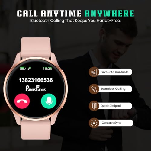 Image of PunnkFunnk Active 5 Smart Watch with 1.3 inch AMOLED HD Display | Bluetooth Calling, AI Voice Assistant, 100+ Sports Modes, Heart Rate & SPO₂ Tracking, IP68 Waterproof for Men & Women- (Pink)