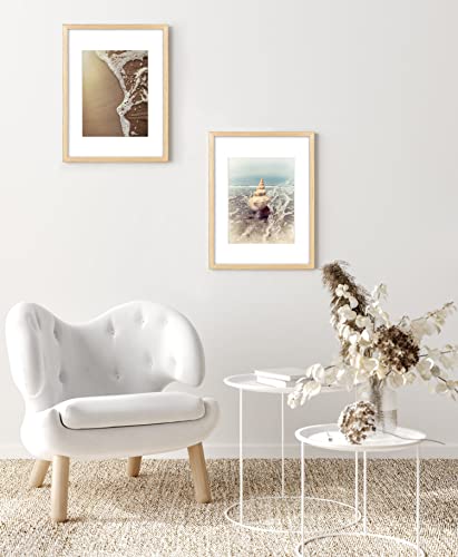 Yaetm 11X14 Picture Frame With Mat For 8X10 Set Of 4, Solid Oak Wood Photo Frames With Tempered Glass, 11 X 14 Frames For Horizontal And Vertical Wall Mounting (4 Pack, Oak) #TOP4