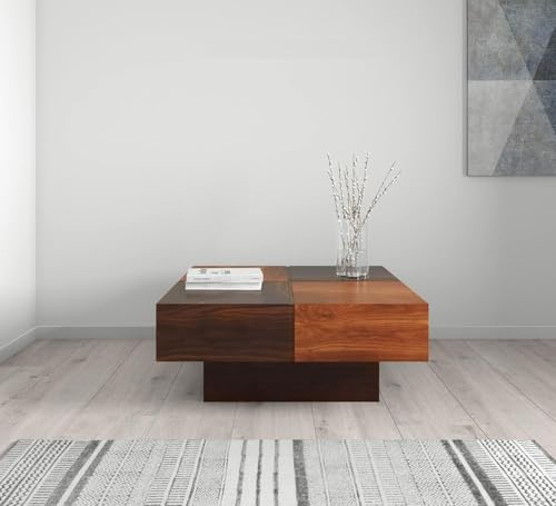 Image of Sheesham Wooden Center Coffee Table for Home Living Room | Tea Table | Sofa Center Table for Home & Office | Honey Plus Walnut Finish