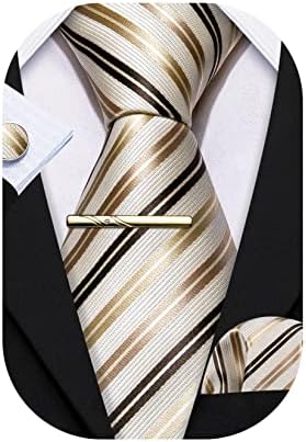 Barry.Wang Men's Animal Pattern Ties Wedding Silk Necktie Handkerchief Cufflink Set