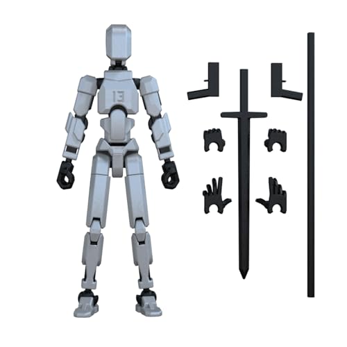 MerryXD T13 3D Action Figure,Assembly Completed Dummy Nova Titan Lucky 13 Action Figure 3D Printed Multi-Jointed Movable Toy Silver