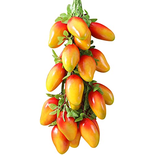 ZUYYON 5 Strings Artificial Fruit Hanging Strings, Fake Mango Bunch Lifelike Fruit Photography Props for Home Kitchen Hanging Ornaments Farmhouse Decoration