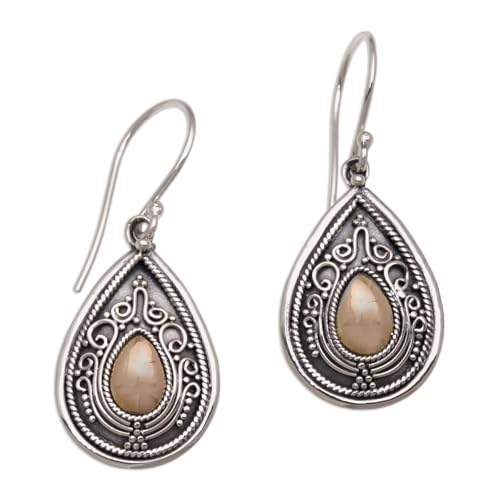 NOVICA Artisan Handmade 18k Gold Accent Dangle Earrings .925 Sterling Silver Indonesia Balinese Traditional 'Dewdrop Leaves'