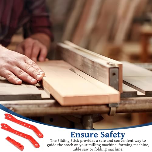 3 Stück Schiebestock für Tischkreissäge Zubehör, Schiebeschlitten Schiebestock Kreissäge Robust Einfach zu Bedienen und Sicher in der Anwendung für Tischkreissäge Schieber Holz (Rot)