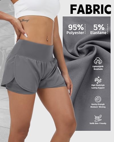 Coume 4 Pack Women's 2 in 1 Running Shorts with Pockets High Waist Lightweight Quick Dry Workout Athletic Shorts for Gym Yoga4