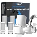 ALTHY Faucet Mount Water Filtration System, BPA-Free 400-Gallon Faucet Water Filter Purifier for Sink Tap, Certified Reduces Chlorine Heavy Metals & Bad Taste, Includes 1 System & 4 Filter