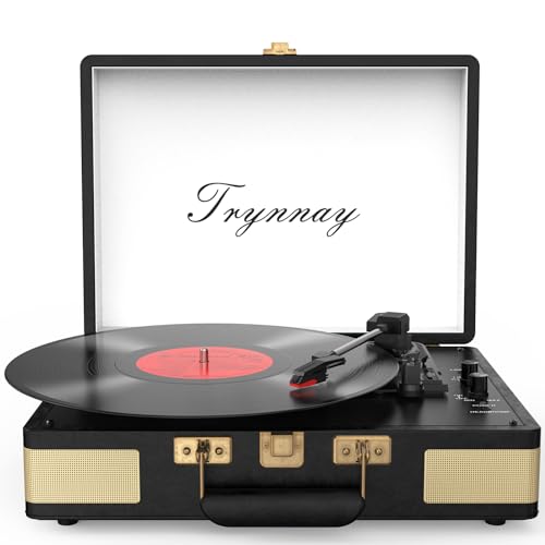 Trynnay Plattenspieler Schallplattenspieler 3-Gang-Bluetooth, tragbarer Koffer-Vinyl-Player mit...