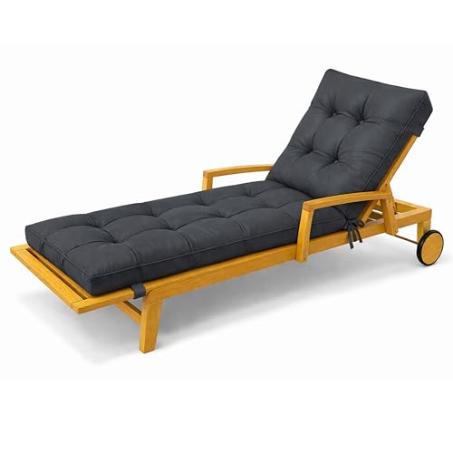 POKAR Coussin Bain de Soleil 200x60x13 cm | Imperméable et Déperlant | Matelas Transat Finition Matelassée | Coussin pour Chaise Longue de Jardin |...
