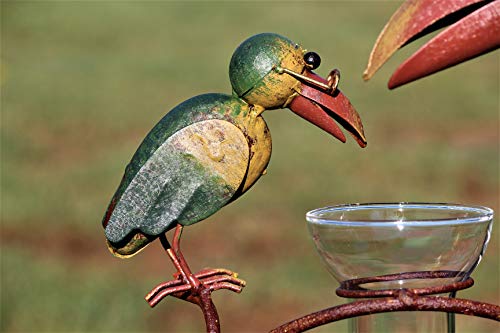Unbekannt Regenmesser Gartenstecker Rabenpaar Vogel Metall Glas Bunt H 136 cm°