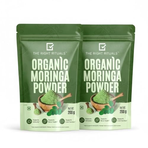 Image of Organic Moringa Powder | Pure & Natural | Energy Booster, Weight Management & Immunity Support | 400g | Superfood for Daily Nutrition | Pack of 2 | 200gm x 2 Packets
