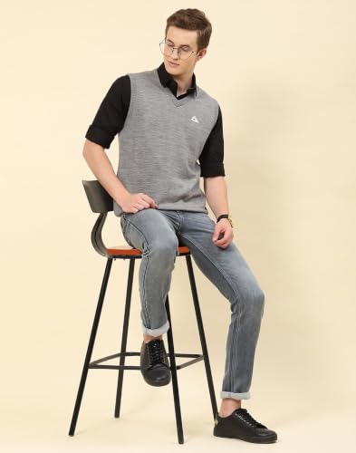 Image of Monte Carlo Men Regular Fit Sleeveless Solid V Neck Winter Sweater (Pack of 1)