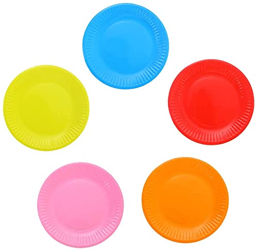 Memyme 50 Disposable Color Paper Plates, Children's Birthday Cake Dessert Fruit Party Supplies