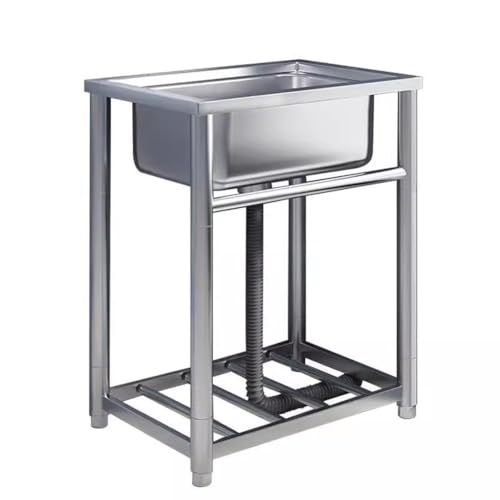 Sxlawesom Évier autoportant en Acier Inoxydable, Évier de Cuisine de Restaurant Commercial, Lave-Mains de préparation et de Service pour l'intérieur et l'extérieur(47x42x75cm)