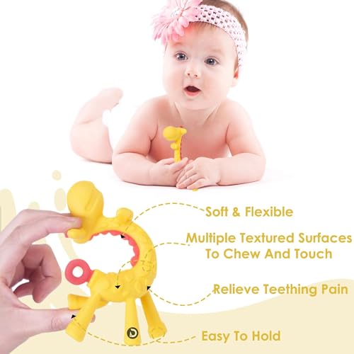 Image of Giraffe Shape Teether for Babies 6+ Months - BPA Free Silicone Teething Toys for Infants | Safe and Soft Chewable Toy | Freezer and Dishwasher Safe | Ideal Gift for Baby Girls & Boys