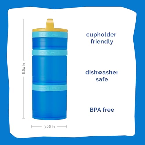 Image of Whiskware Stackable Snack Containers for Kids and Toddlers, 3 Stackable Snack Cups for School and Travel, Blue