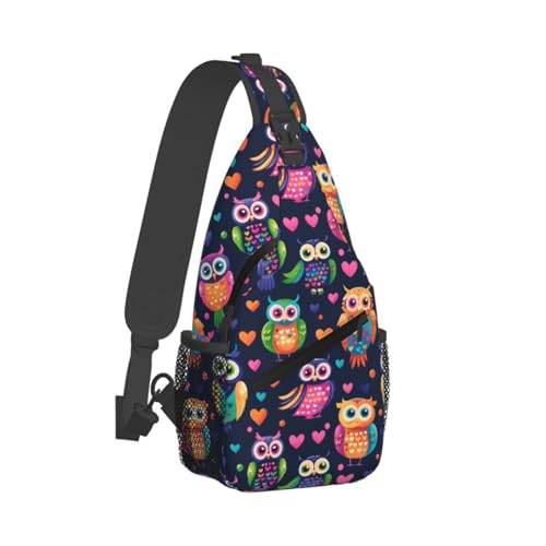 Petit sac à bandoulière réglable imprimé hibou pour homme et femme