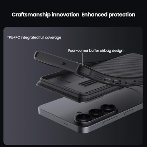 Image of Nilkin Classic Series Compatible for Samsung S26 (S-26) Case with Camera Cover, [Camera Lens Protector] [Scratch-Resistant] [360 Full Protection] Shockproof Slim Phone Case (Black, S26)