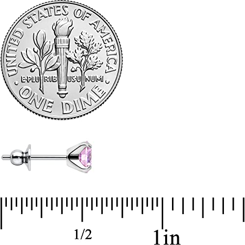 Body Candy Womens Grade 23 Titanium 5Mm Pink Accent Stud Earrings Pierced Post Fashion Earrings Women #TOP3