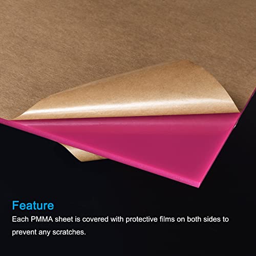 Image of MECCANIXITY PMMA Acrylic Sheets Colored Non Transparent 6 x 6 Inch Pink for Glass, DIY, Painting, Art Craft