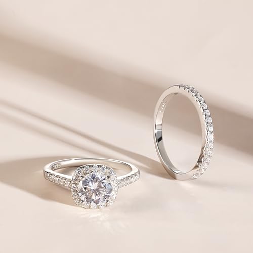 925 Sterling Silver Engagement Rings for Women Cushion Cut Cubic Zirconia Wedding Promise Rings for Her Size 4-12.52