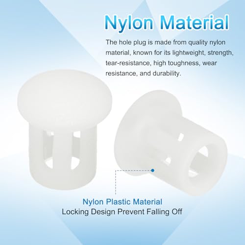 Image of uxcell 100pcs Nylon Plastic Hole Plugs, 1 /5 inch (5mm) Round Drill Screw Hole Plugs Covers, White