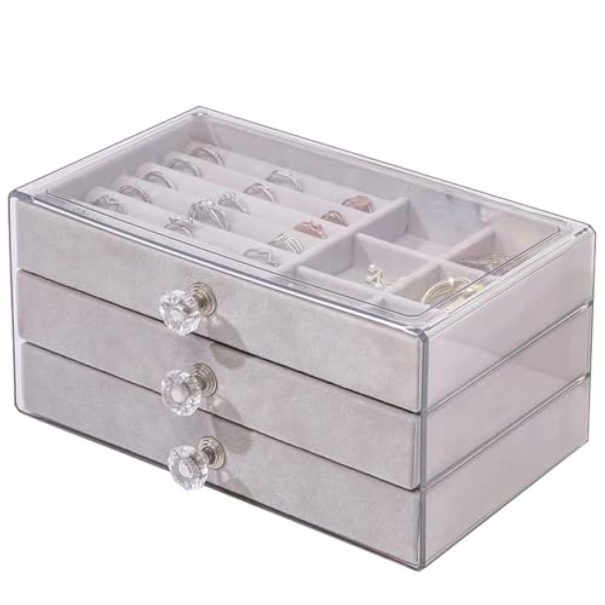 Clear Acrylic Jewellery Box Organiser with 3 Drawers