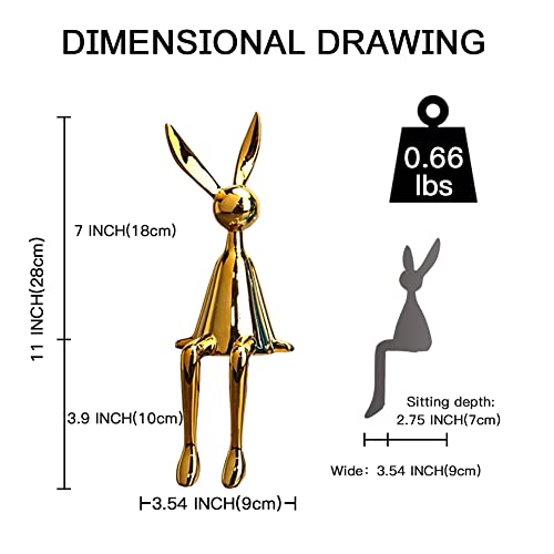 Eoiips Sitting Rabbit Statue 11 Inch Abstract Animal Sculpture Collectible Display Figurines Home Decor For Desktop Shelf Living Room Office, Golden #TOP1