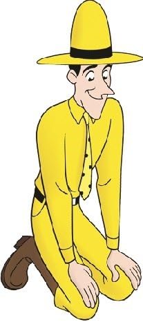 7 Inch Curious George Man in Yellow Hat Monkey Animal Removable Peel Self Stick Adhesive Vinyl Decorative Wall Decal Sticker Art Kids Room Home Decor Girl Boy Children Bedroom Nursery 3x7 inches