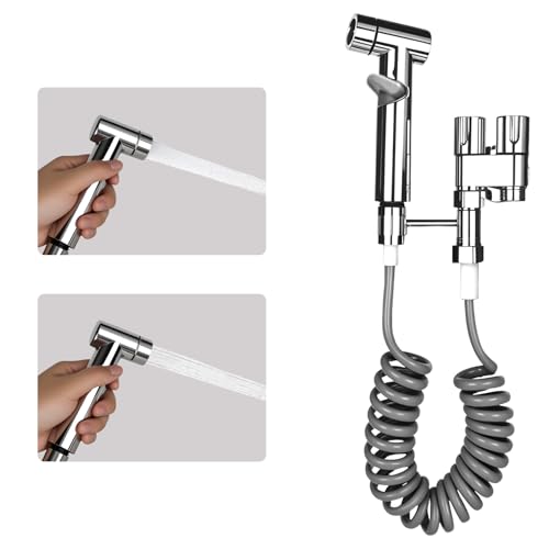 XTDMJ Bidet Handbrause für Toilette, Handheld Bidet Sprühset mit Berstschutz, Edelstahl bidet Handbrause Set mit 1-in-2-out-Doppelsteuerventil zum Waschen von Haustierieren Reinigen Des Badezimmer