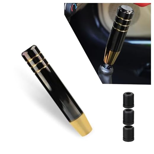 Tesnaao 1 PC Car Shift Converter, 7" Alloy Personalized Easy Grip Gear Long Handle with 3 Thread Adapter, Smooth Operation Shift Knob Replacement, Universal for Manual Transmission Car (Black & Gold)