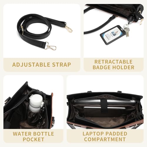 Keyli 3pc Sets Laptop Tote Bag for Women 15.6 Inch Work Bag Business Computer Briefcase Waterproof Leather Laptop Purses Casual Shoulder Handbag Messenger Bags for Travel Teacher Office Khaki - image 6