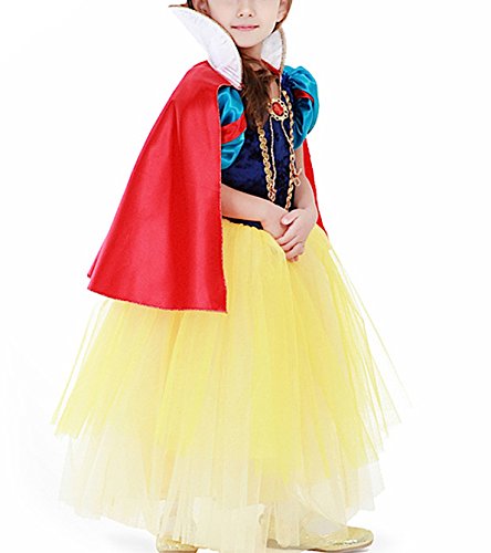 Robe Blanche-Neige fille tulle bleu jaune 130cm déguisement SNOW001