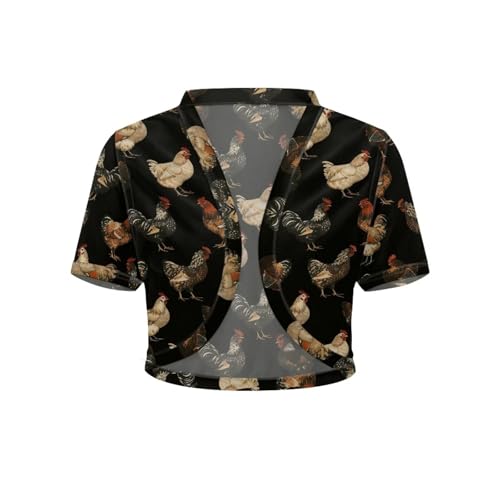 Image of Women's Shrug Short Sleeve Bolero Open Front Knit Party Tulle Cardigan Cropped Cardigan Shoulder Cover Up