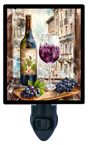 Lámpara de Noche con Diseño de Vino y Uvas