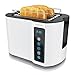 Produktbild Arendo - Touch Toaster 2 Scheiben Edelstahl - Touchpanel - digital Display Restzeitanzeige - 800 W  Doppelwandgehäuse  mit Brötchenaufsatz  7 Bräunungsgrade  Brotscheibenzentrierung - Weiß Matt