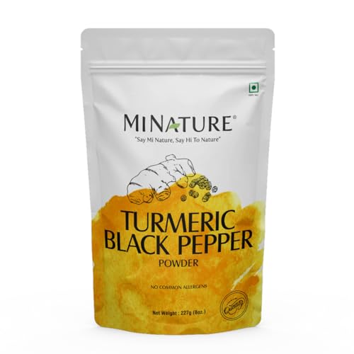 Mi Nature Turmeric Root Powder with Black Pepper, 227g (8oz)| Pure Curcuma Longa & Piper Nigrum| Traditional Superfood for Cooking and Natural Wellness Support