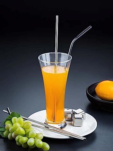 Image of Vinaco Stainless Steel Straws Reusable, 12 Pack 8.5 inch & 10.5 inch Metal Straws 0.24 inch for 20 oz - 32 oz Tumblers, Long Drinking Straws with Cleaning Brush for Coffee, Juice, Cocktail and Hot Drinks