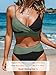 CUPSHE Bikini Sets for Women Two Piece Swimsuits High Waisted Twist Front Adjustable Spaghetti Straps V Neck Back,S Black/Green