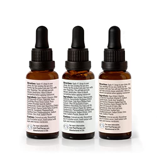 Plant Therapy Facial Serum Trio Set 1 Oz Each, Vitamin C & Hyaluronic Acid, Rose With Bakuchiol & Tea Tree With Niacinamide, Reduces The Appearance Of Fine Lines & Wrinkles #TOP7