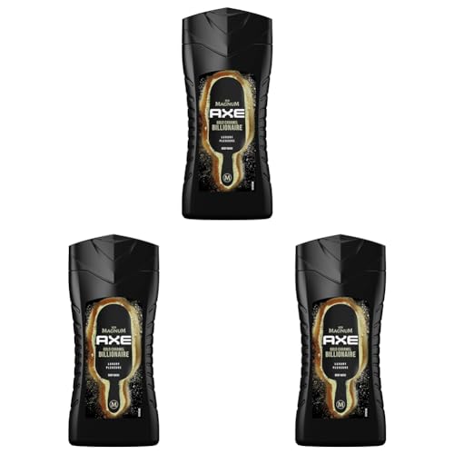 Axe 3-in-1 Duschgel & Shampoo Magnum Gold Caramel Billionaire für Körper, Gesicht und Haar verleiht einen spektakulären Duft unter der Dusche 250 ml (Packung mit 3)