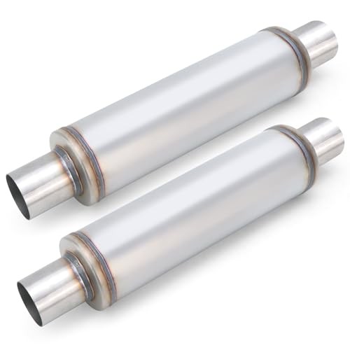 LCGP 2.25 Exhaust Muffler 2.25in Muffler Universal Stainless Steel Performance Muffler Straight Through Design 2.25 Muffler Resonator Deep Sound for Car Truck(2.25 Intet 2.25 Outlet 2 Pack)