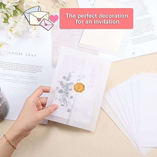 50Pcs Vellum Paper For Invitations, 5X7Inch Pre-Folded Translucent Vellum Jacket Vellum Wrap Jackets For Wedding Invitations Baby Shower Birthday Invitations #TOP4