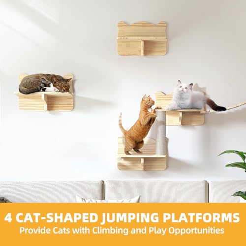 Conjunto 9 piezas estanterías de pared para gatos de madera miniatura 4