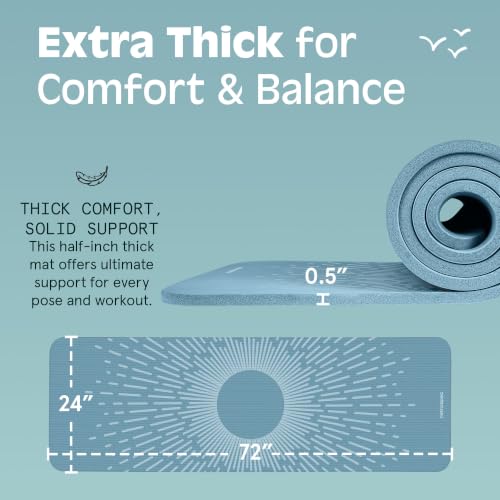Retrospec Solana Yoga Mat Thick 1/2in Non-Slip Workout Mat with Nylon Strap - 72x24in Exercise Mat for Pilates, Stretching & Fitness - BPA Free, Easy Clean - Image 4