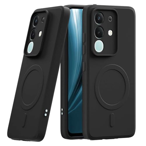 Image of Back Cover | MagFit Ring Design (Non-Magnetic) | Shockproof Case | Anti-Slip Grip | Raised Camera Edges | Slim Protective Case for Vivo T4x 5G / Y29 4G / Y31 Pro 5G /iQOO Z10x 5G (Matte Black)